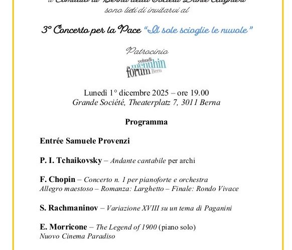 3°Concerto per la Pace: “Il sole scioglie le nuvole”