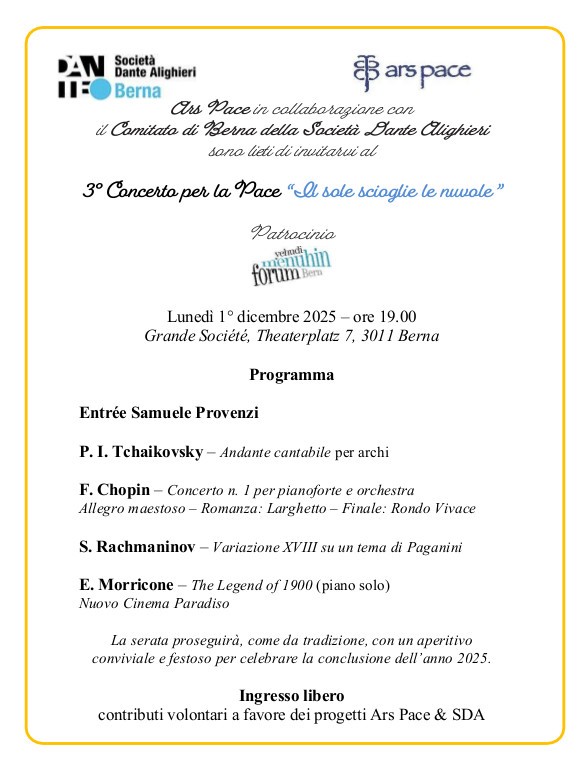 3°Concerto per la Pace: “Il sole scioglie le nuvole”